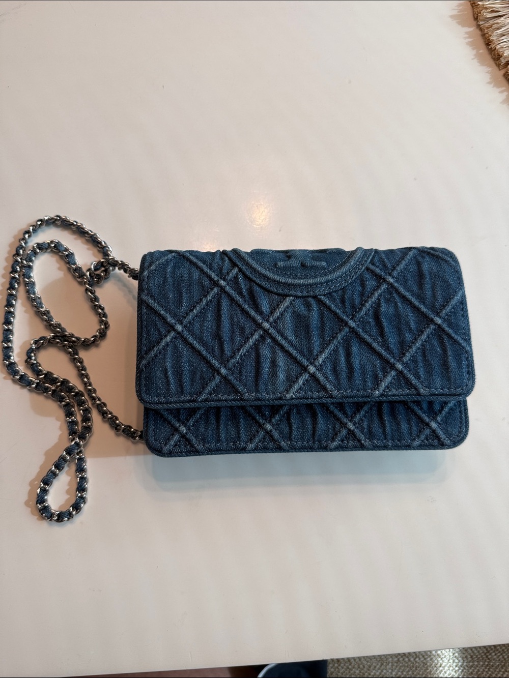 Tory Burch Quilted Denim Chain Crossbody - Blue